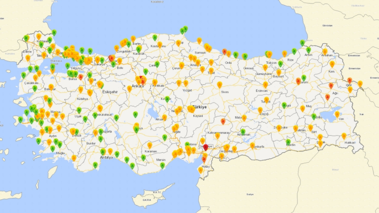 Türkiye genelinde hava kalitesi anlık izleniyor